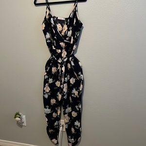 Navy blue floral romper